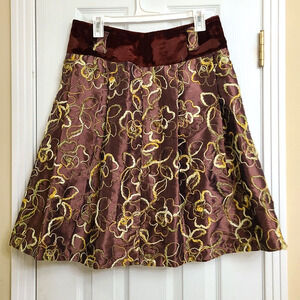 Just In Time Skirt Velvet Waist Textured Embroidery Whimsigoth Y2K Fairy Size L